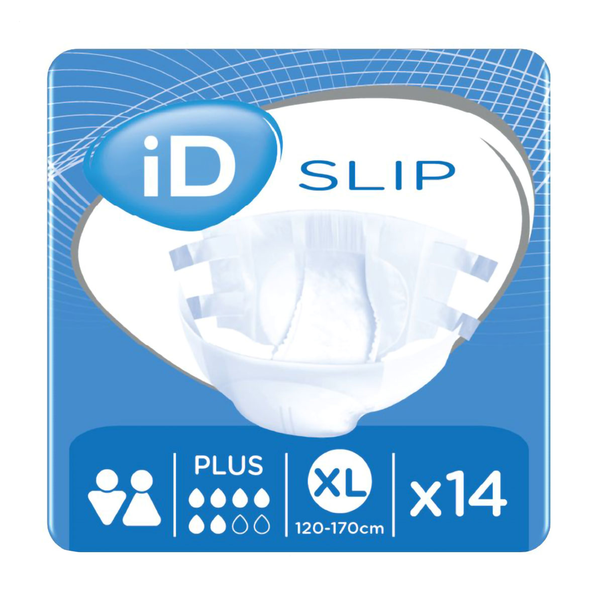 Підгузки для дорослих ID Slip Plus, розмір Extra Large (120-170 см), 14 шт
